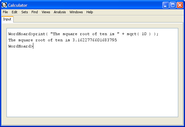 Executing script commands in Calculator window