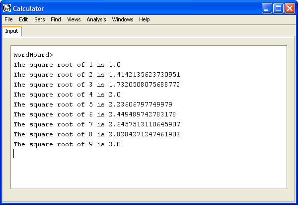Script output in Calculator window