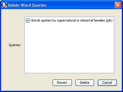 Delete saved word queries dialog