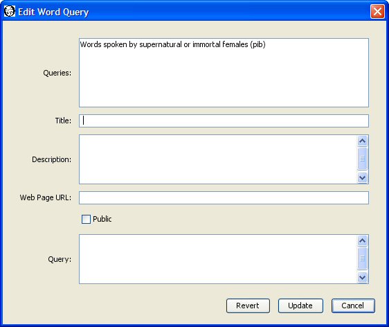 Edit word query dialog