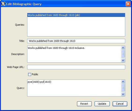 Edit saved bibliographic query