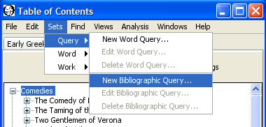 New bibliographic query menu